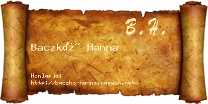 Baczkó Hanna névjegykártya